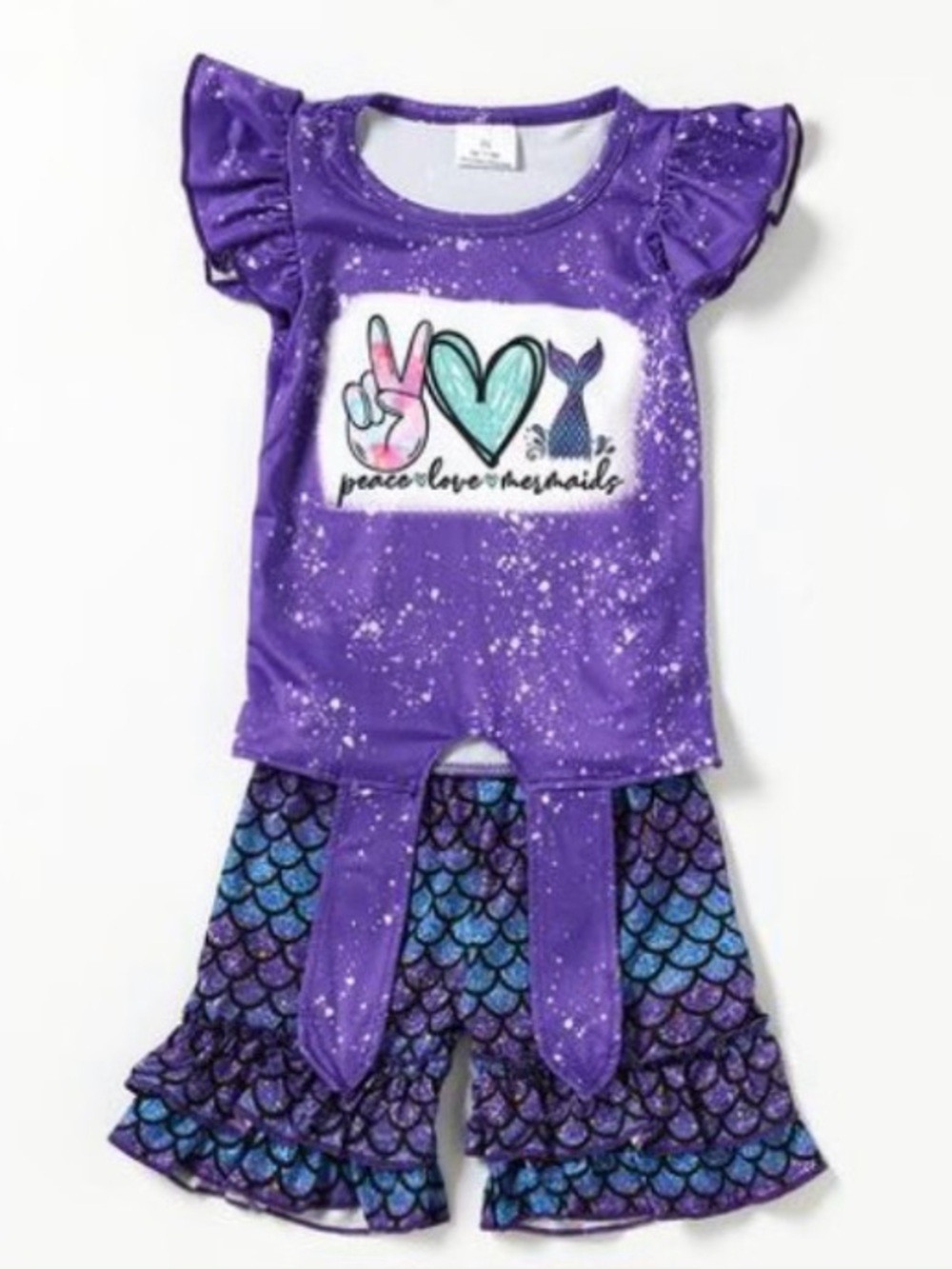Girl’s Boutique Purple 'Peace Love Mermaids' Two-Piece Outfit